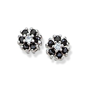 Black & Clear CZ Flower Studs
